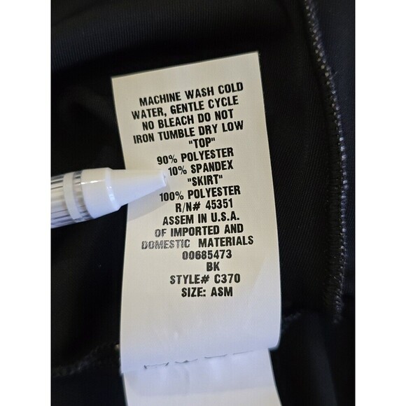 Curtain Call Dance Costume Dress Womens Size ASM Small Black Velvet With White - Picture 7 of 11